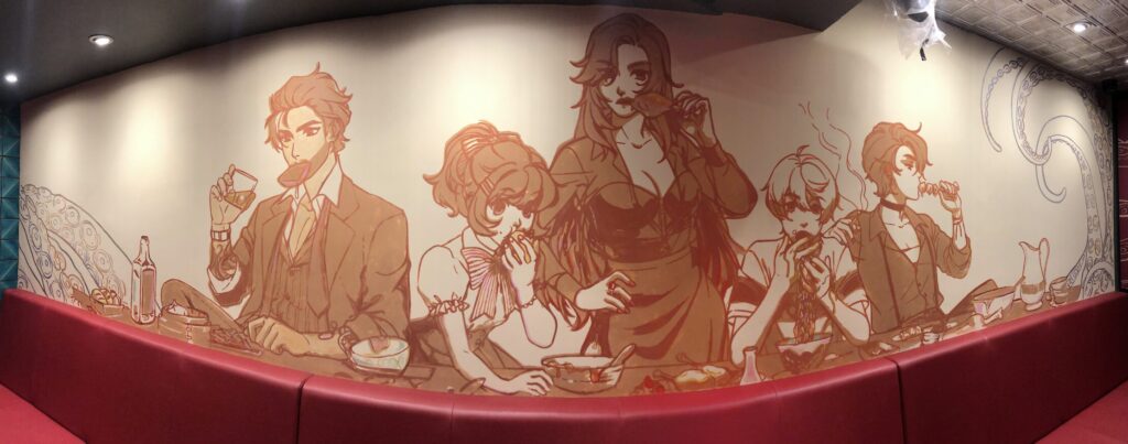 Hand painted manga style mural for Japanese restaurant
