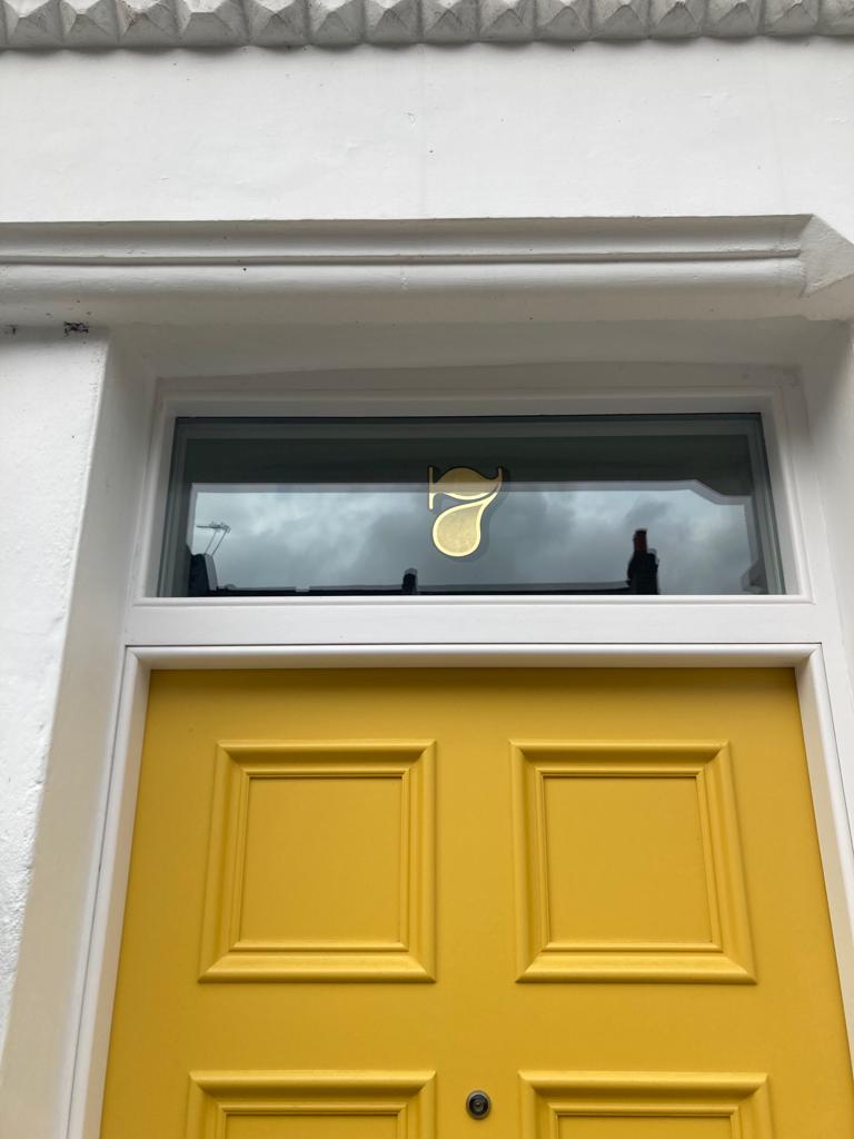 Seraina House fanlight Numbers in Gold Leaf
