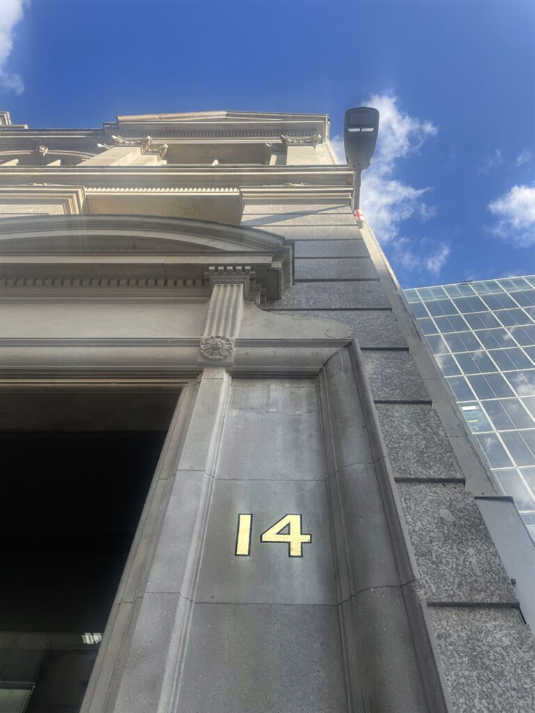 Gold Restoration Numbers Hand Gilded in City of London. Sign Writers NGS Seraina.