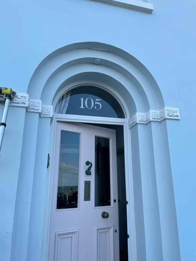 Traditional sign writer london, House numbers, Gold Leaf, Shop, Chelsea-painted house numeral.jpeg. Retail signs, Shop fitters, Seraina all-signs signs, By Hand painted.