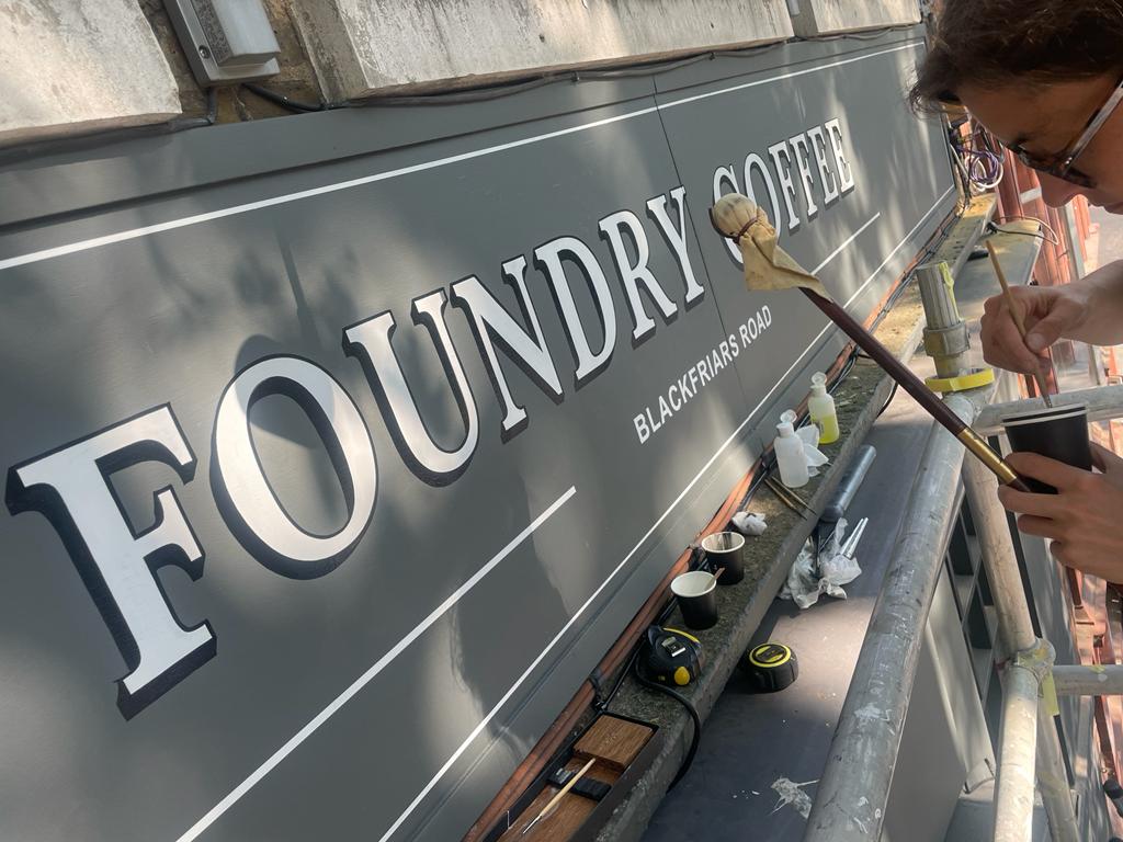 Foundry Coffee Blackfriars Rd Sign by Nick the Signwriter London