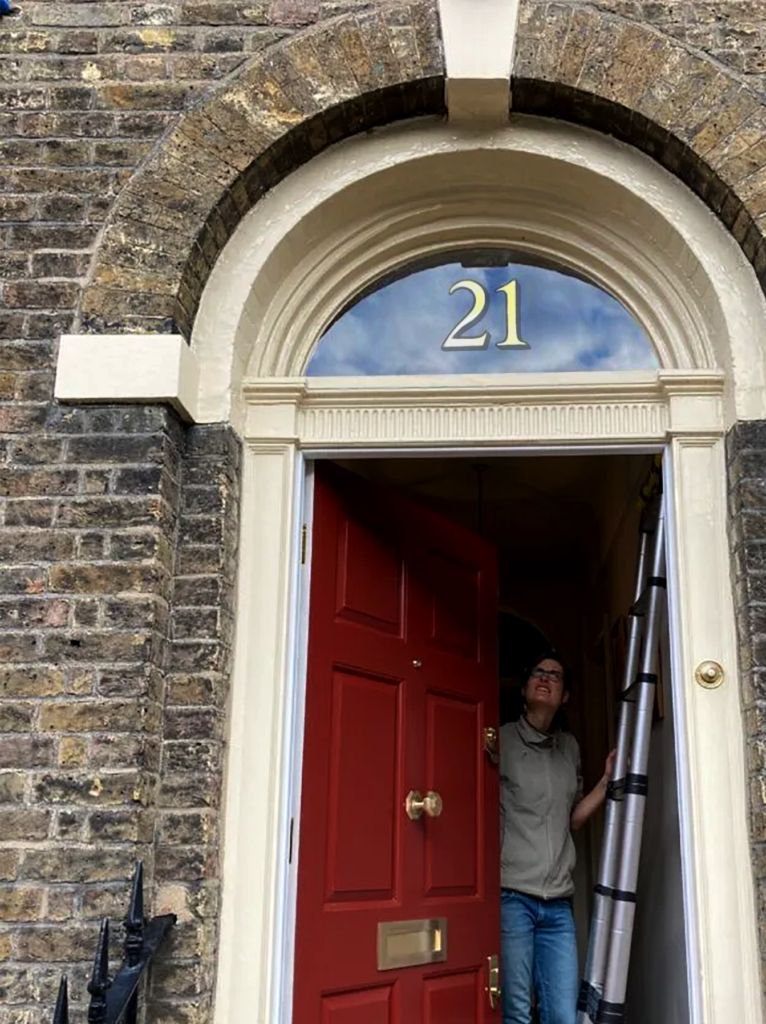 No44 London's beautiful Stylish painted numbers onto Pillars & Columns