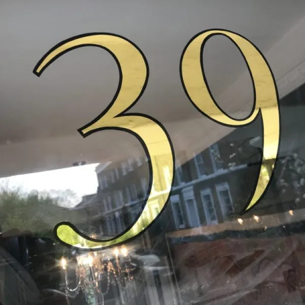 Seraina Gold Transom House Numbers in Gold Leaf, hand painted.
