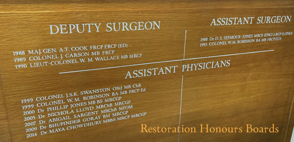 Restoration Honours board sign writing, painted by hand