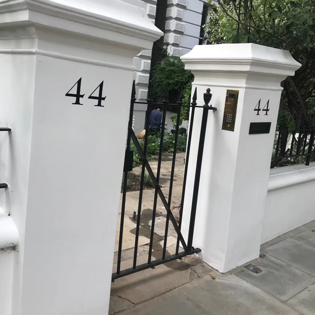 Traditional sign writer london, House numbers, Gold Leaf, Shop, Chelsea-painted house numeral.jpeg. Retail signs, Shop fitters, Seraina all-signs signs, By Hand painted.