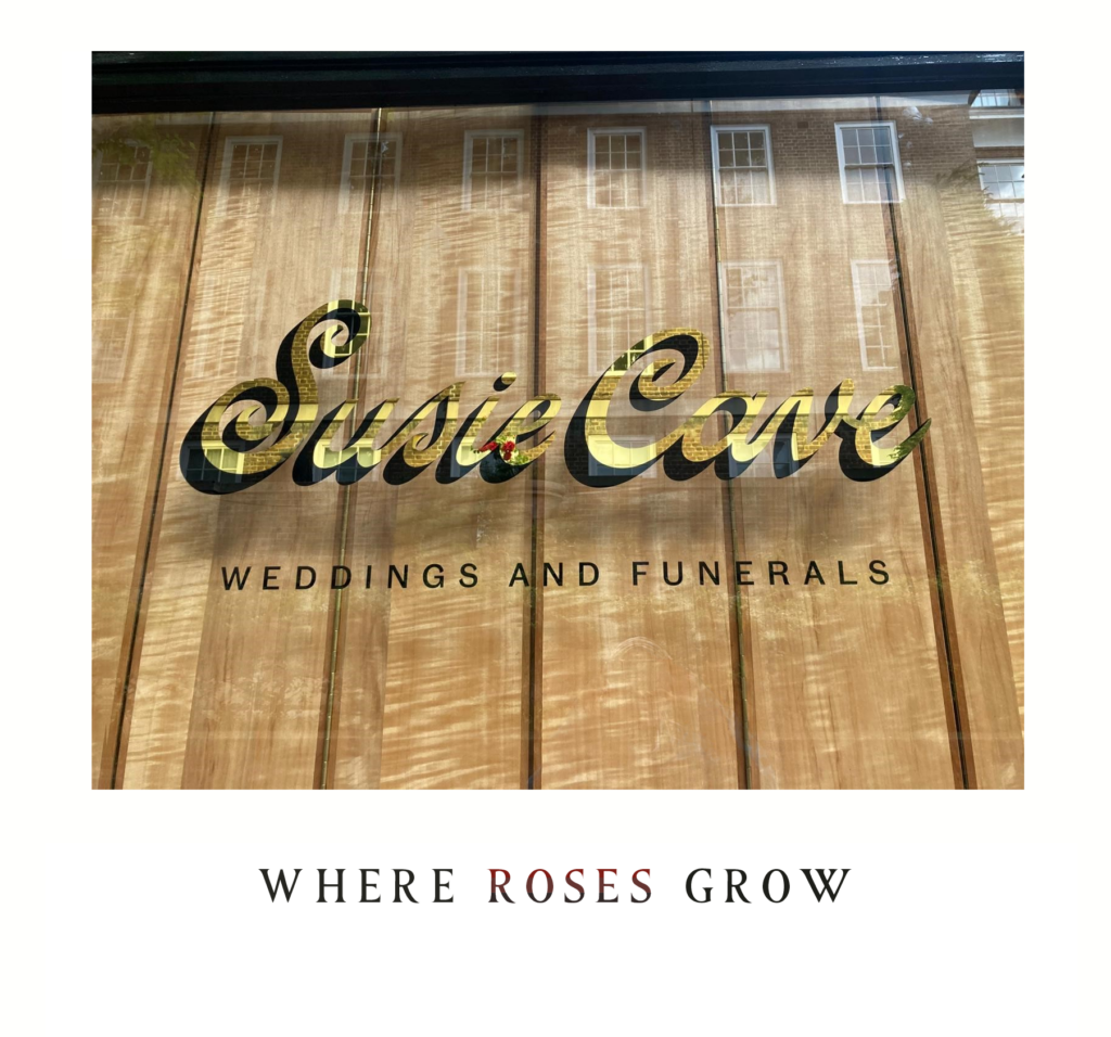 Sisie Cave new store London - Seraina Signs, Reverse glass gilding, 24 karat Mirrored Gold Leaf.