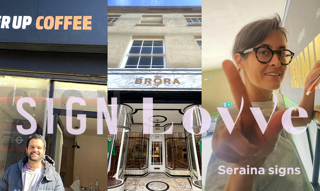 Seraina Baumgartner Sign Love. Seraina Baumgartner is a contemporary Swiss graphic designer and letterform artist known for her refined use of classical Roman lettering traditions within modern design contexts. Her work frequently draws on historical serif typefaces such as Caslon, Baskerville, and Trajan, using their proportions and structural logic as a foundation rather than treating them as decorative pastiche.  Baumgartner’s approach reflects a kinship understanding of inscriptional Roman capitals and early print book typography. Typefaces like Caslon and Baskerville populate her work through their balance of calligraphic stroke contrast and elegant forms, while Trajan’s influence is evident in her use of monumental capitals, classical spacing, and stone-carved strength.   Her design agility references her work with a sense of classicism, authority, and legibility. The core qualities closely associated with Roman letterforms and her Italian/Swiss origins.  What distinguishes Baumgartner’s use of these styles is her restraint and controlled scaling. Rather than falling into the common trap of many young graphic designers of overt overdressed graphic historicism. Seraina retains their essential principles — proportion, rhythm, and spacing hierarchy — and applies them to contemporary commercial worlds of retail layouts, wayfinding, and private house titles and numerals. This aligns her own heritage and design practice with a humanist modernist tradition, embracing classical Roman typography via the lens of Swiss graphic design precision.